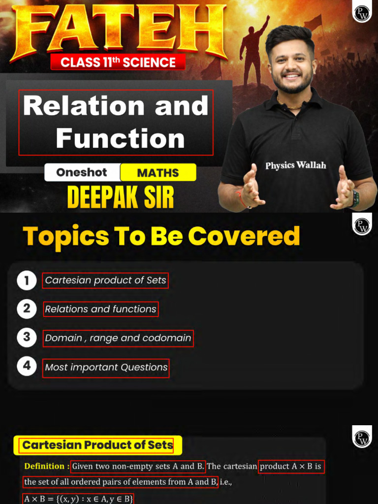 Relation and Functions - Class Notes | PDF