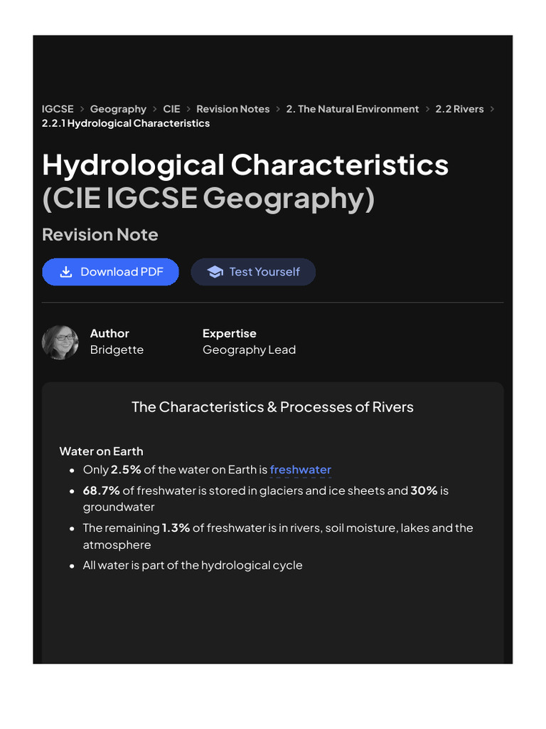 2.2.1 Hydrological Characteristics | CIE IGCSE Geography Revision Notes ...