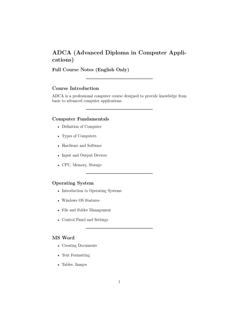 ADCA Full Course English | PDF