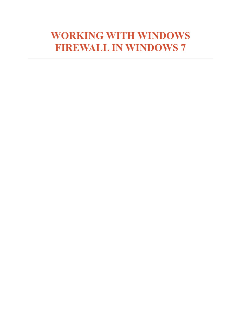 Working With Windows Firewall in Windows 7 | PDF | Firewall (Computing ...
