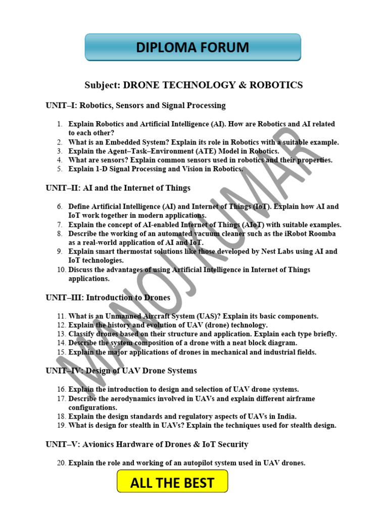 Drone Technology Most Important Question | PDF