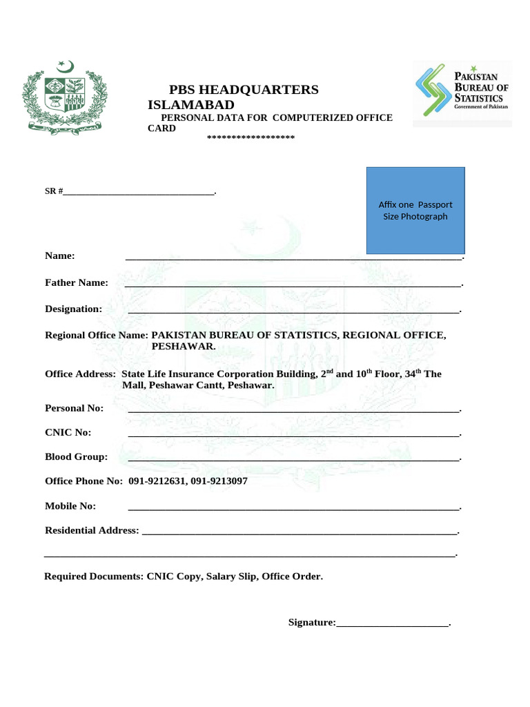 Performa for Office Card | PDF