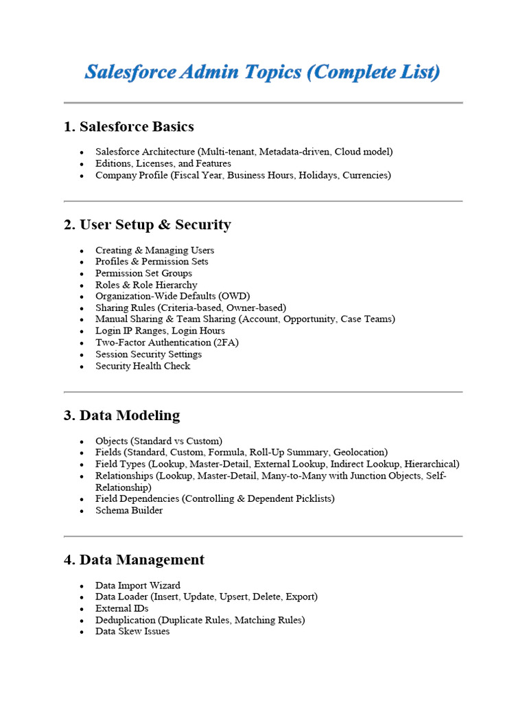 Salesforce Admin Topics 1761991487 | PDF | Information Technology ...