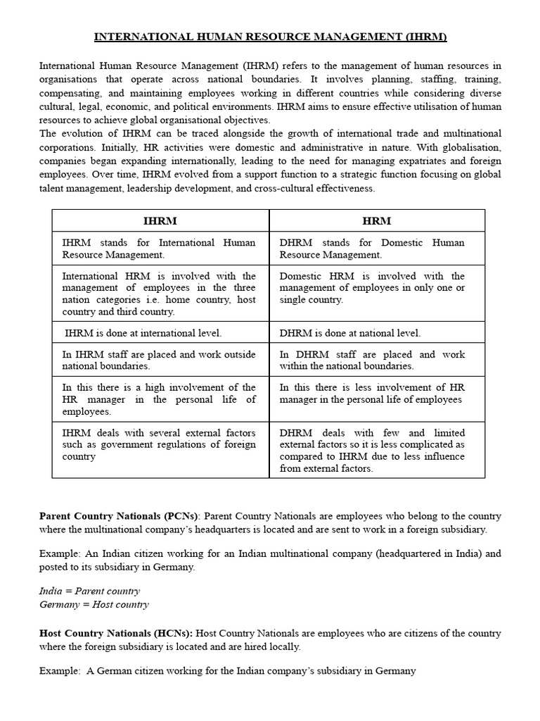 IHRM | PDF | Human Resource Management | Globalization