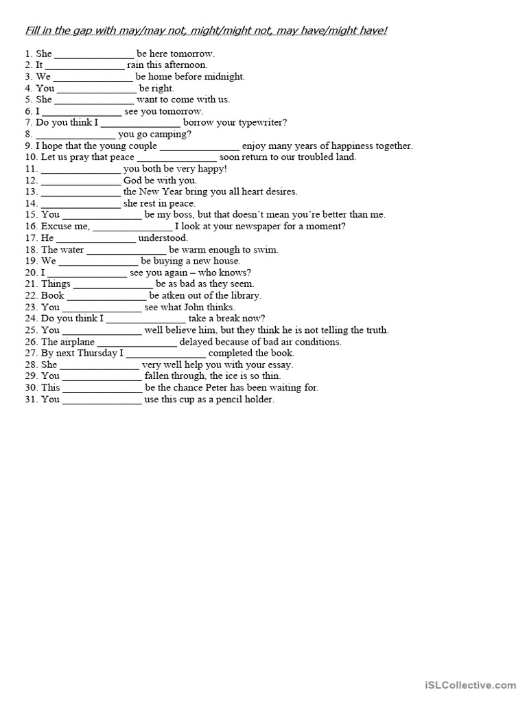 Modal Verb May May Not Might Might Not May Have Might Have | PDF