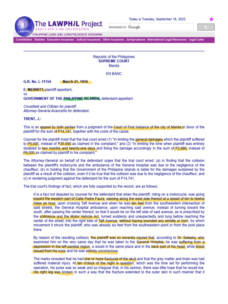 33. Merrit vs Insular Govt | PDF | Negligence | Lawsuit