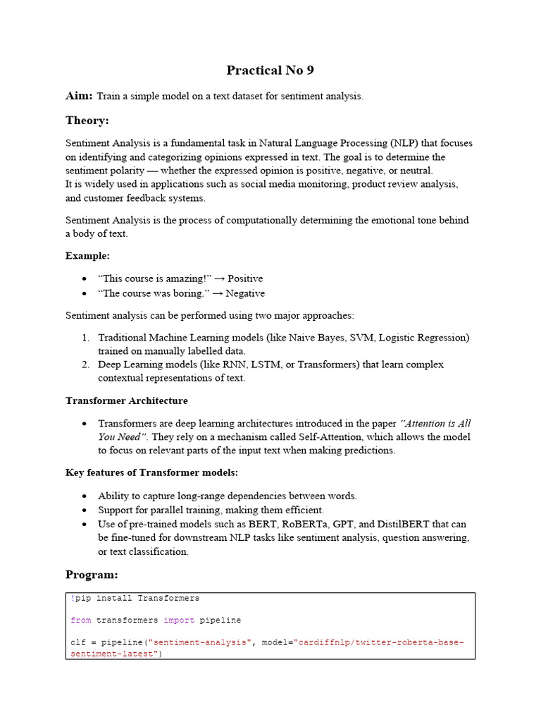 NLP Practical No 9 | PDF