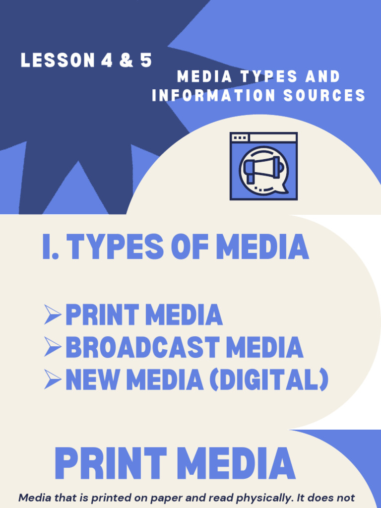 Lesson 4 and 5 Types of Media and Information Sources | PDF
