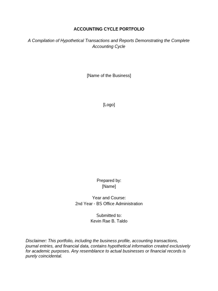 Accounting Cycle Portfolio Template | PDF
