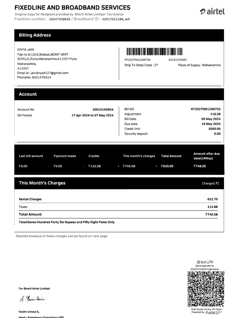 Internet Bill April 2024 | PDF