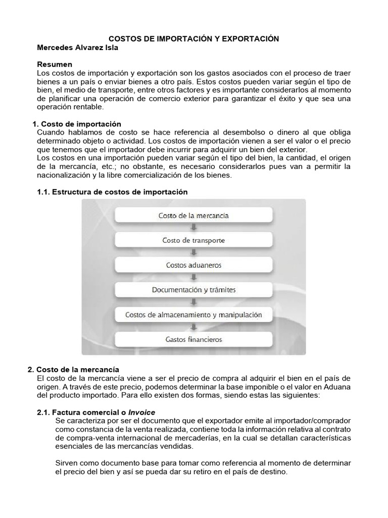 Costos de Importación y Exportación | PDF | aduana | El comercio ...