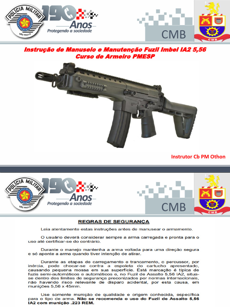 Fuzil Imbel IA2 5,56 - Instrução de Manuseio e Manutenção | PDF