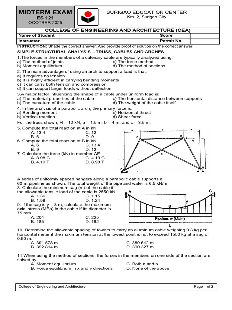 Statics Mtq2 | PDF | Truss | Bending