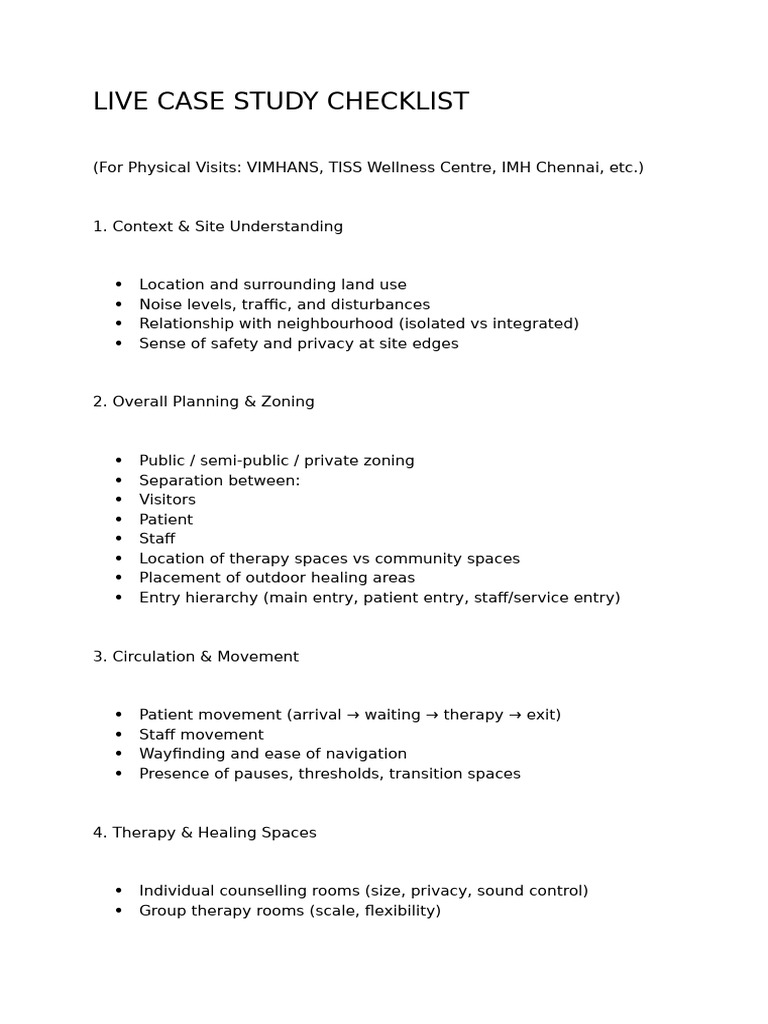 Live Case Study and Net Case Study Checklist | PDF | Mental Health ...