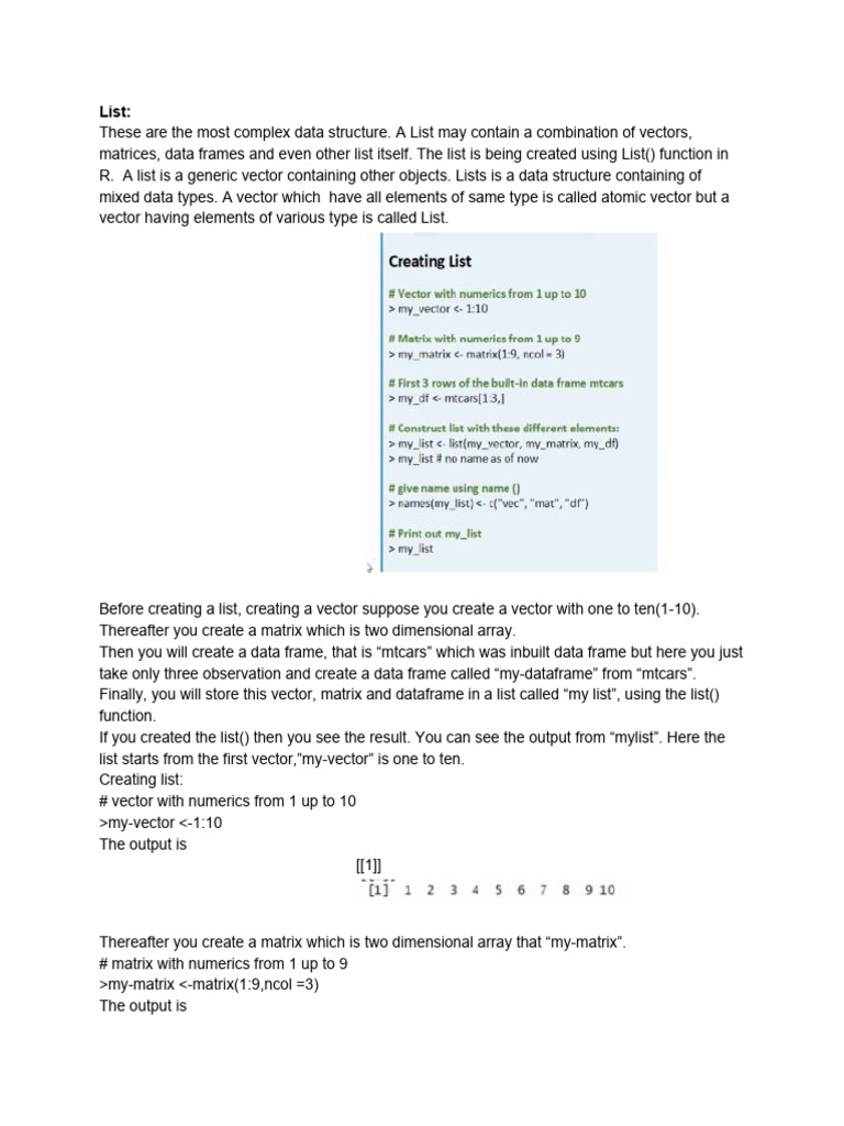 14.1 17 R Data Structure List PDF | PDF | Matrix (Mathematics ...
