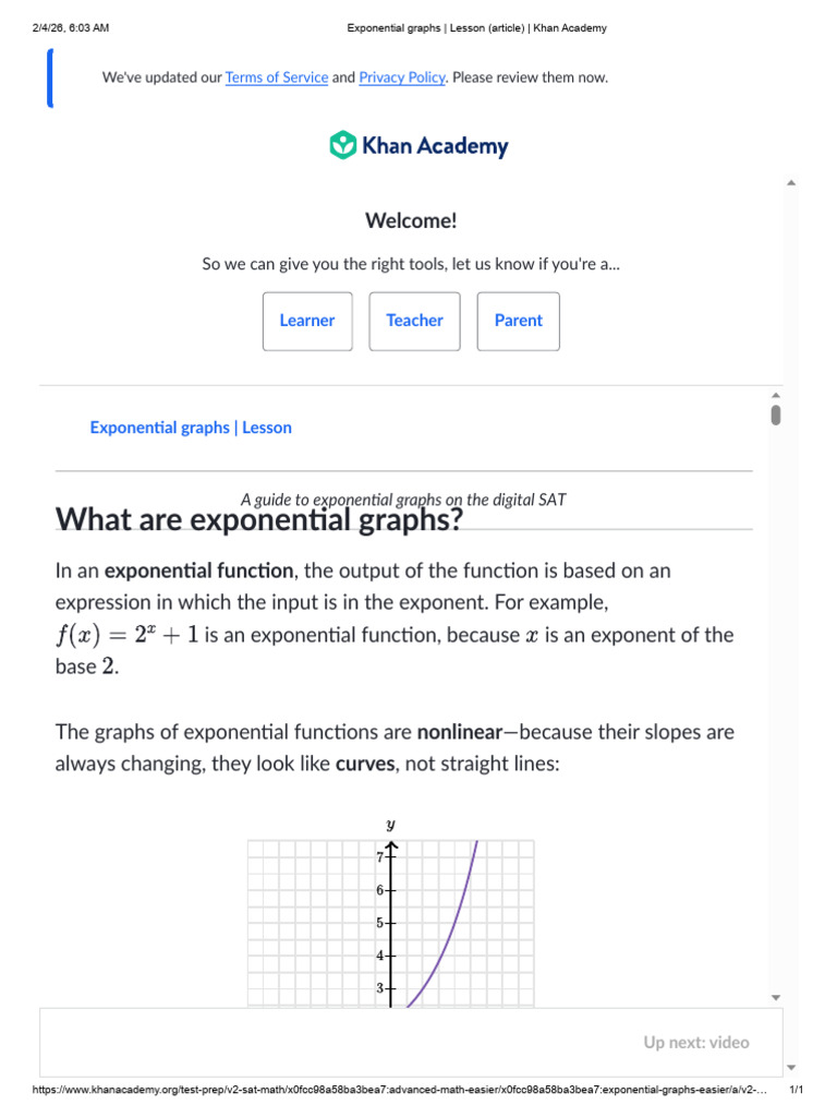 Exponential Graphs - Lesson (Article) - Khan Academy | PDF