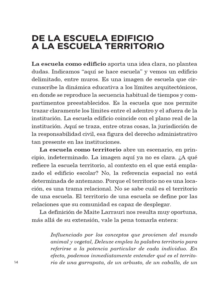 De La Escuela Edificio A La Escuela Territorio | PDF | Escuelas | Enseñando