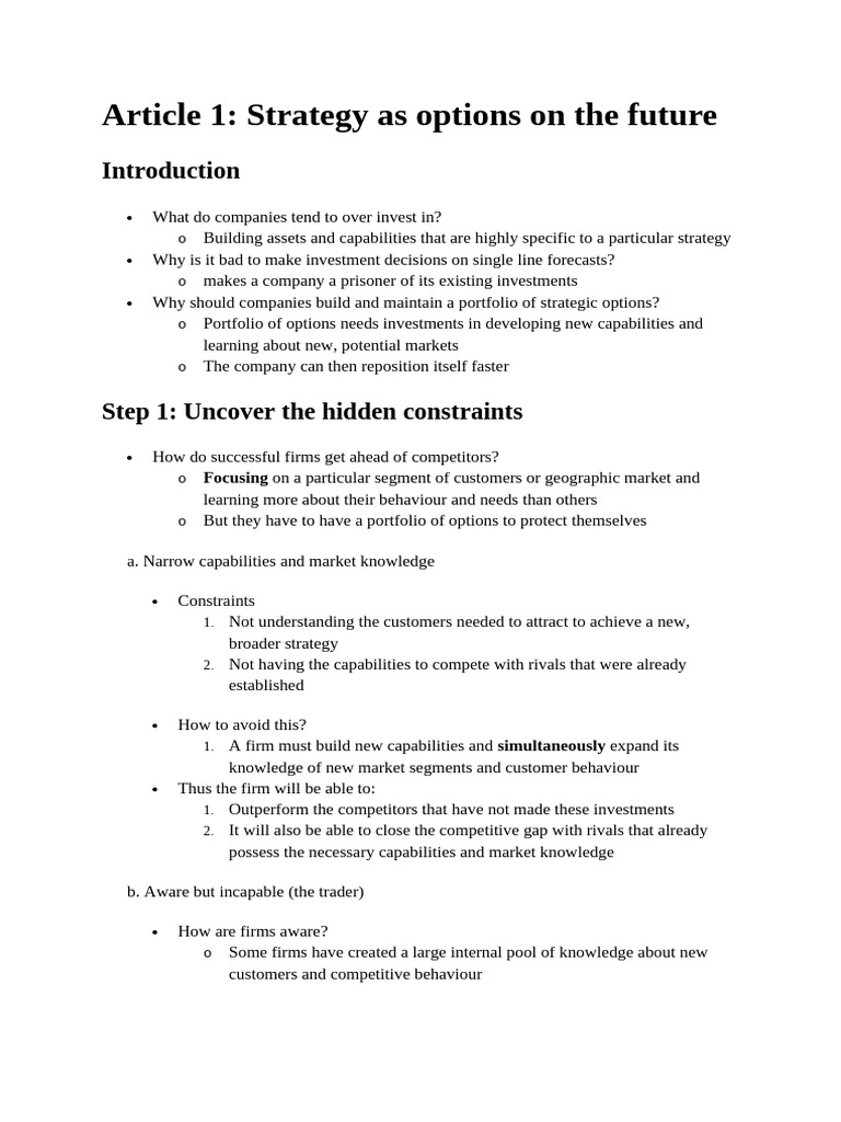 7 Strategy and Options | PDF | Scenario Planning | Uncertainty