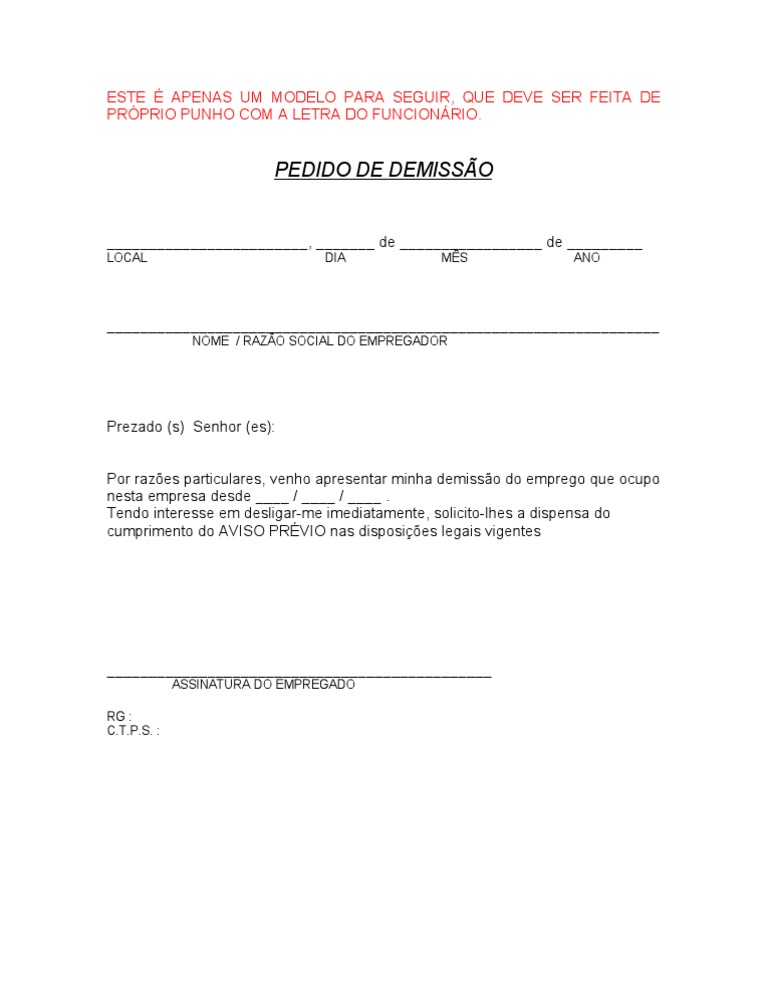 Pedido De DemissÃ£o Tem Direito A Que  Soalan c