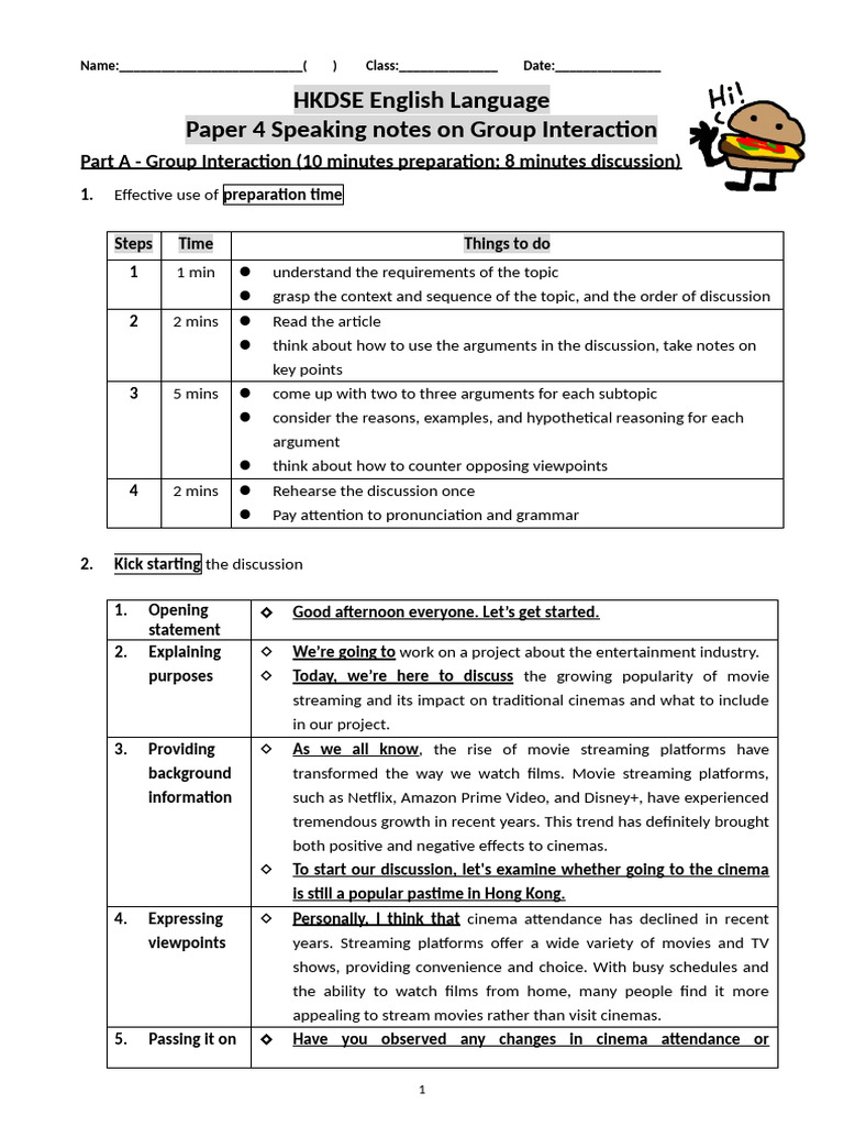Speaking Notes On Group Interaction (Hamburger) | PDF | Movie Theater ...