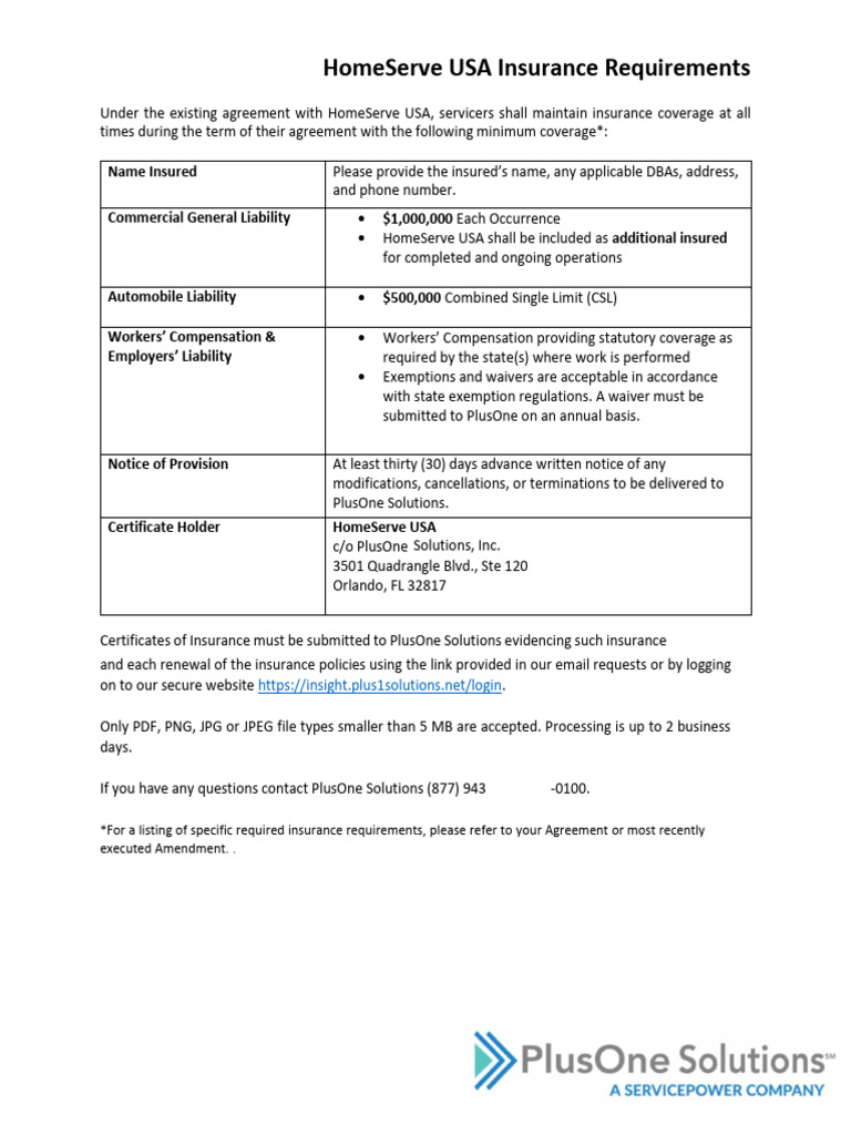 HomeServeUSA Tier 3 EXAMPLE COI | PDF | Insurance | Vehicle Insurance