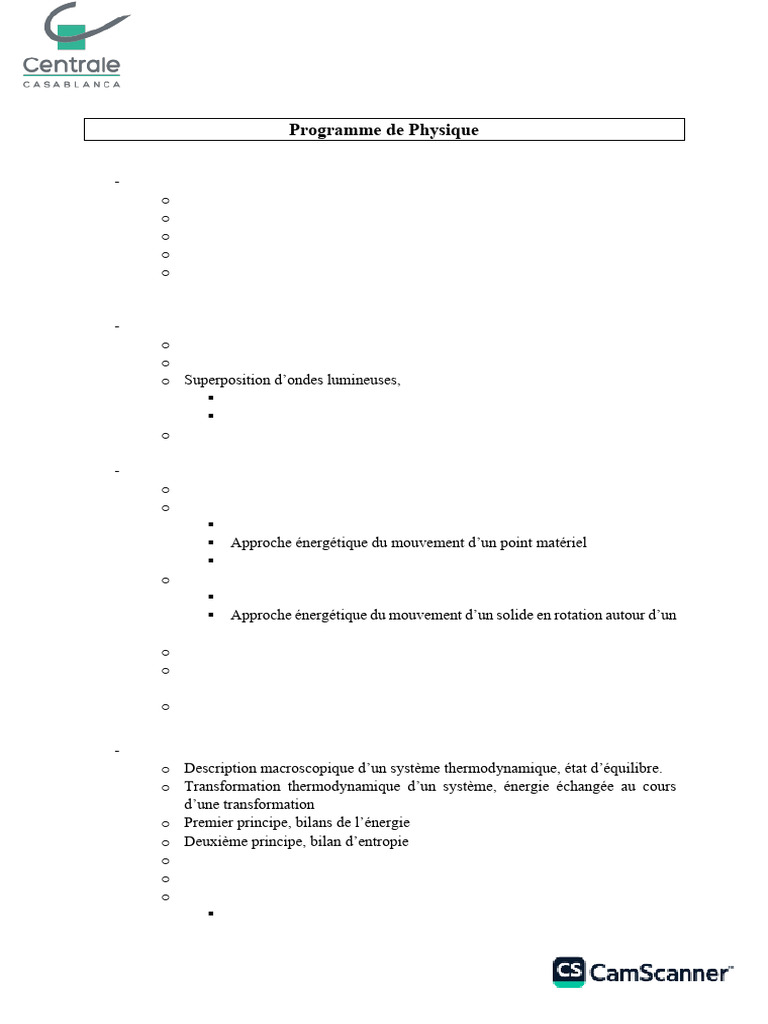 Note de Cadrage - Programme Physique | PDF | Champ magnétique | Champ ...