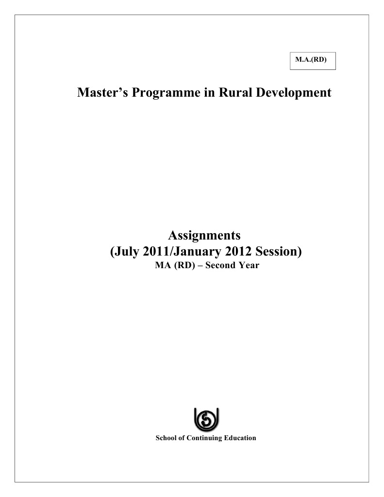 Master's Programme in Rural Development: MA (RD) - Second Year | PDF ...