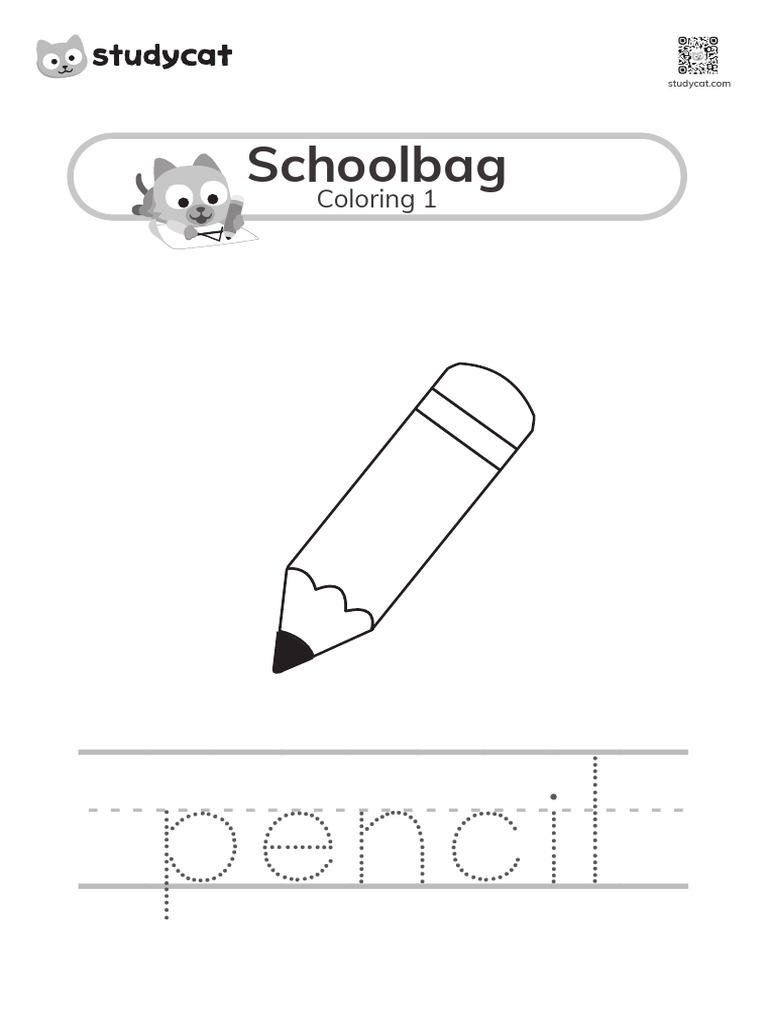 School Bag Coloring Worksheet 1 | PDF
