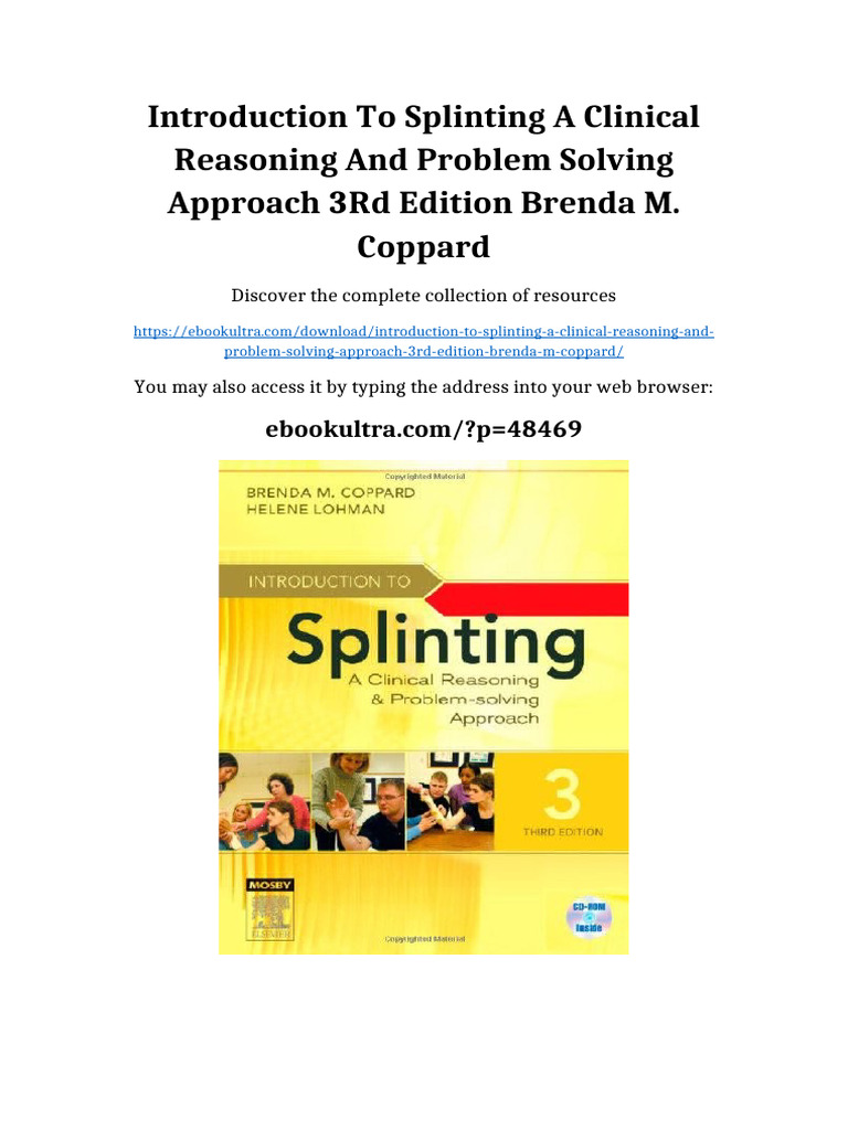 Introduction to Splinting A Clinical Reasoning and Problem Solving ...
