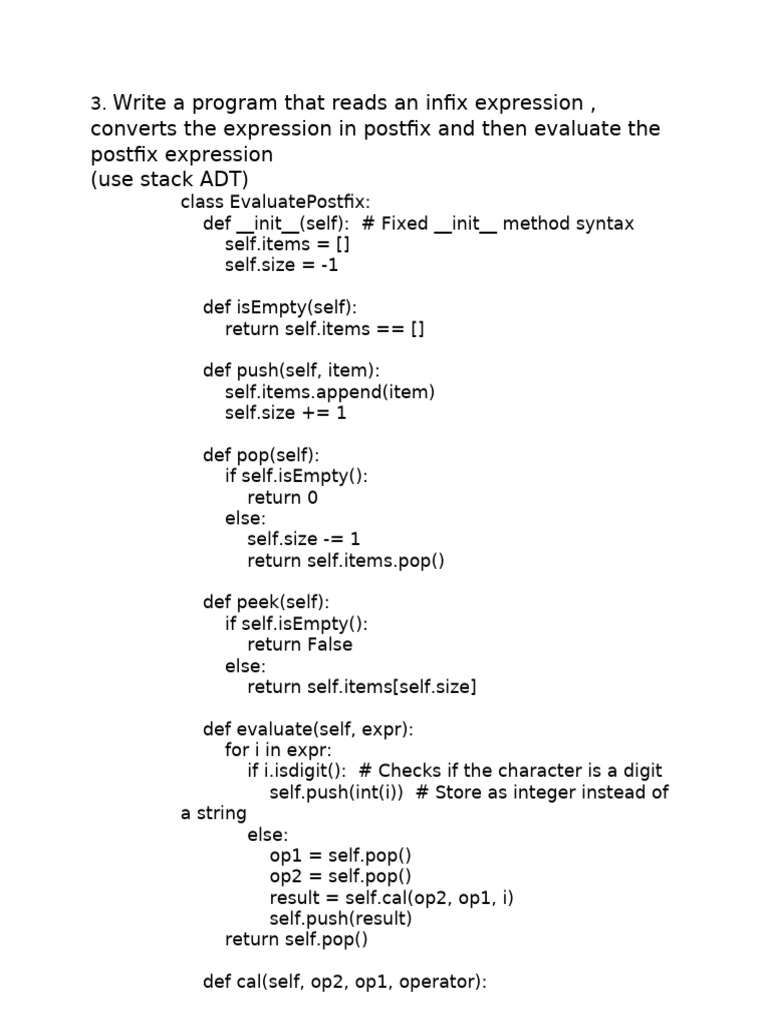Write A Program That Reads An Infix Expression, Converts The Expression ...