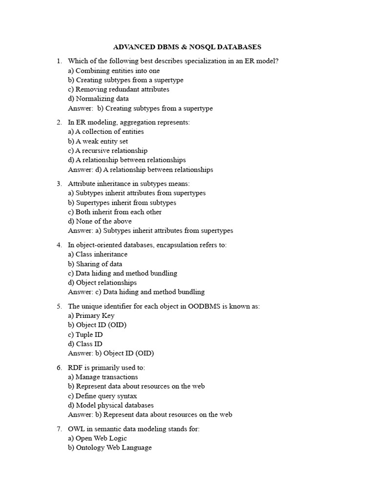 ADVANCED DBMS Question Bank | PDF | No Sql | Databases