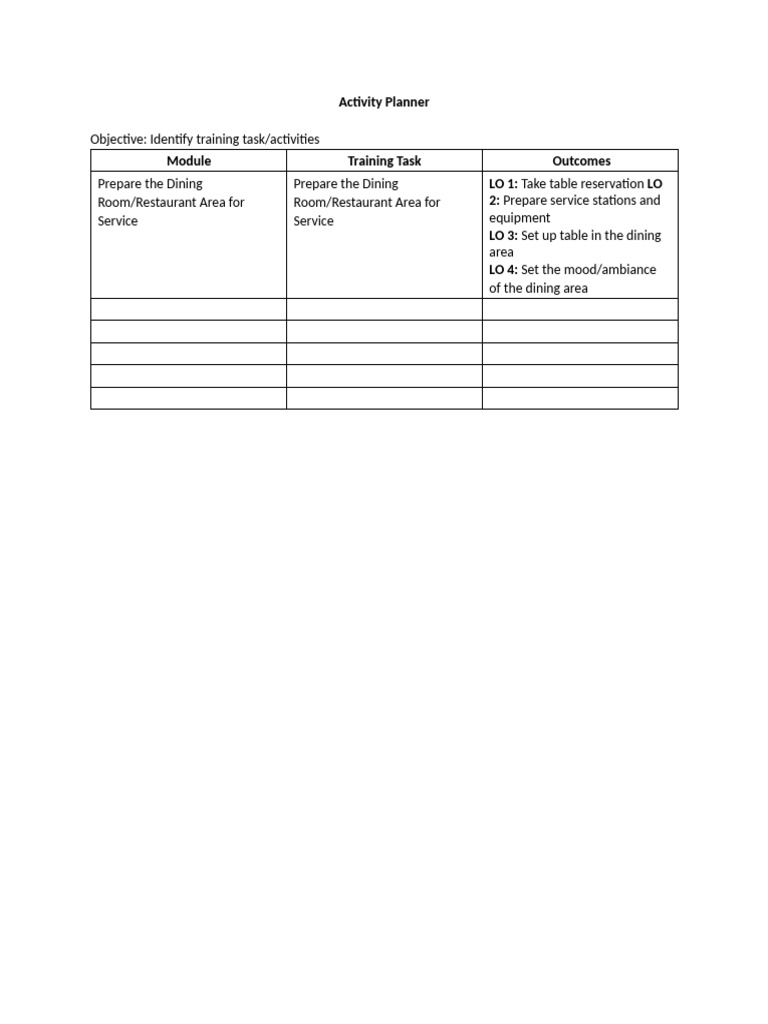 Activity Planner | PDF