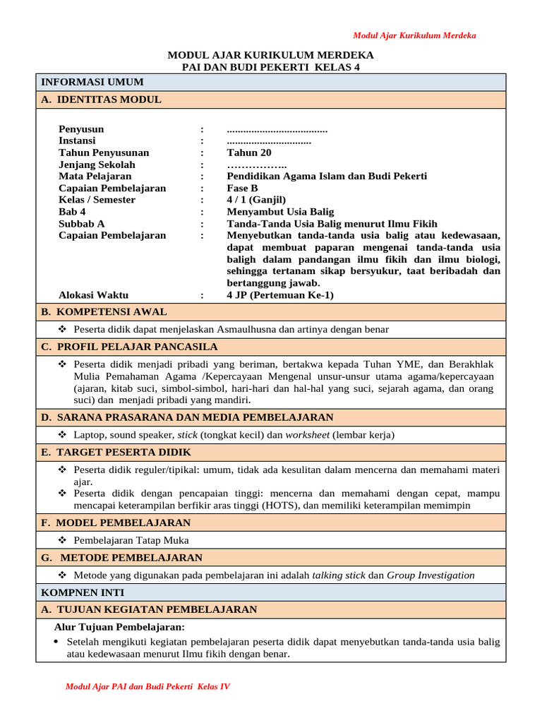 Modul Ajar BAB 4 | PDF