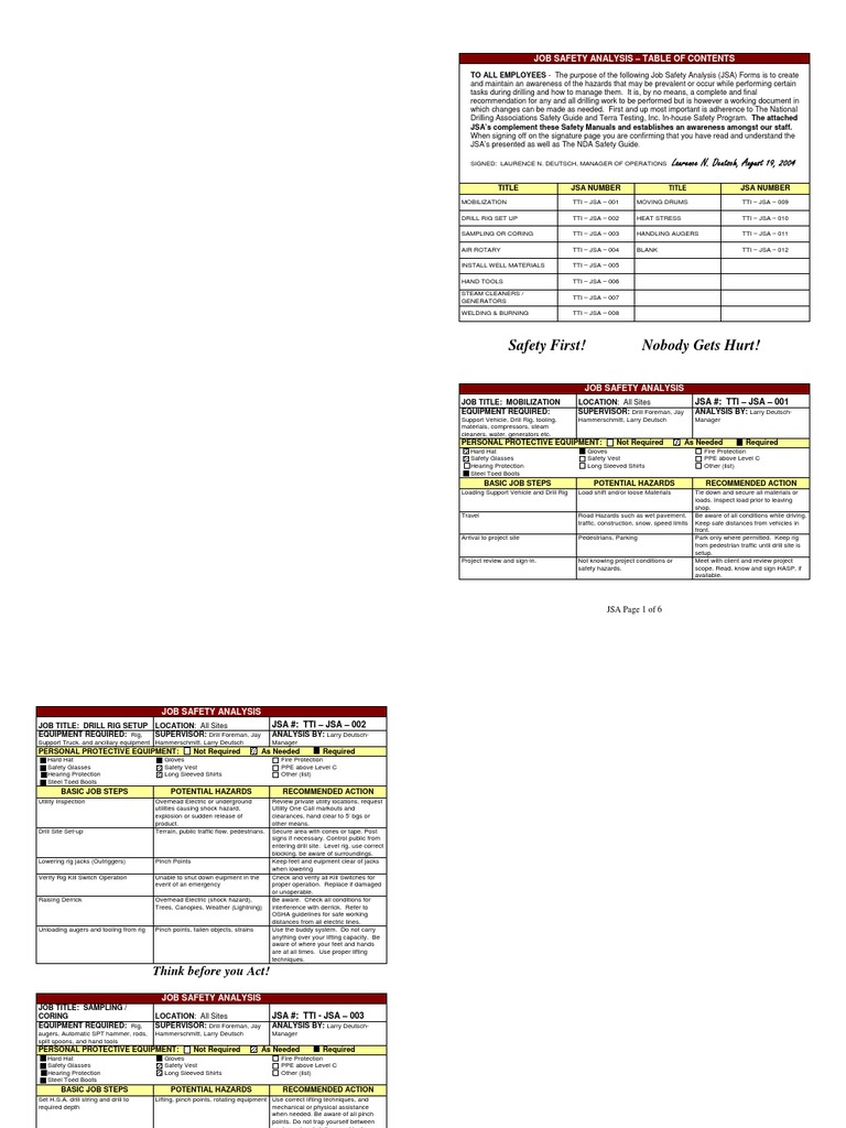 Oilfield Job Safety Analysis Guide | PDF | Personal Protective ...