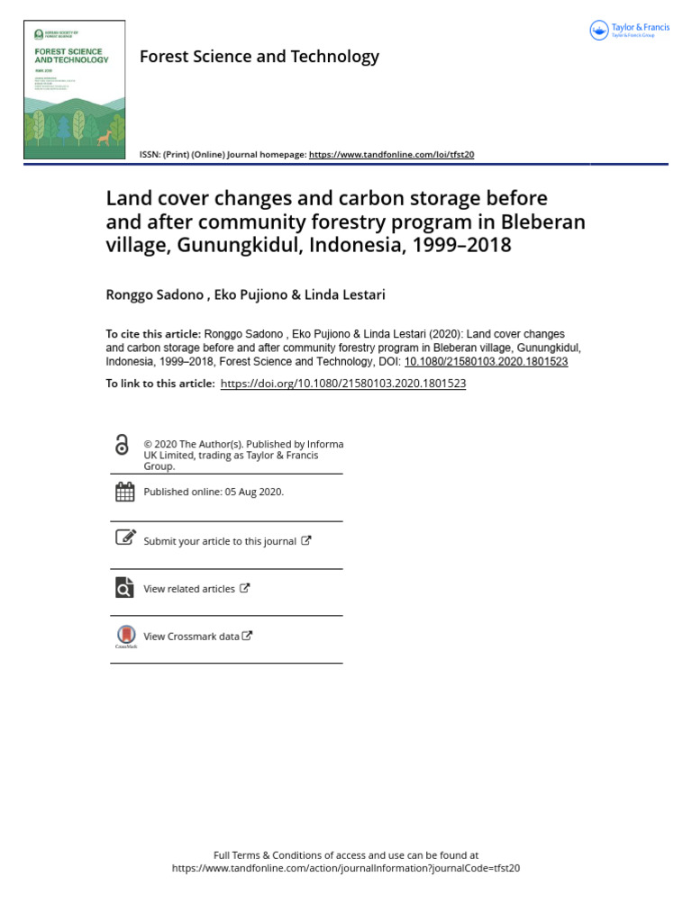 Land Cover Changes and Carbon Storage Before and A | PDF ...