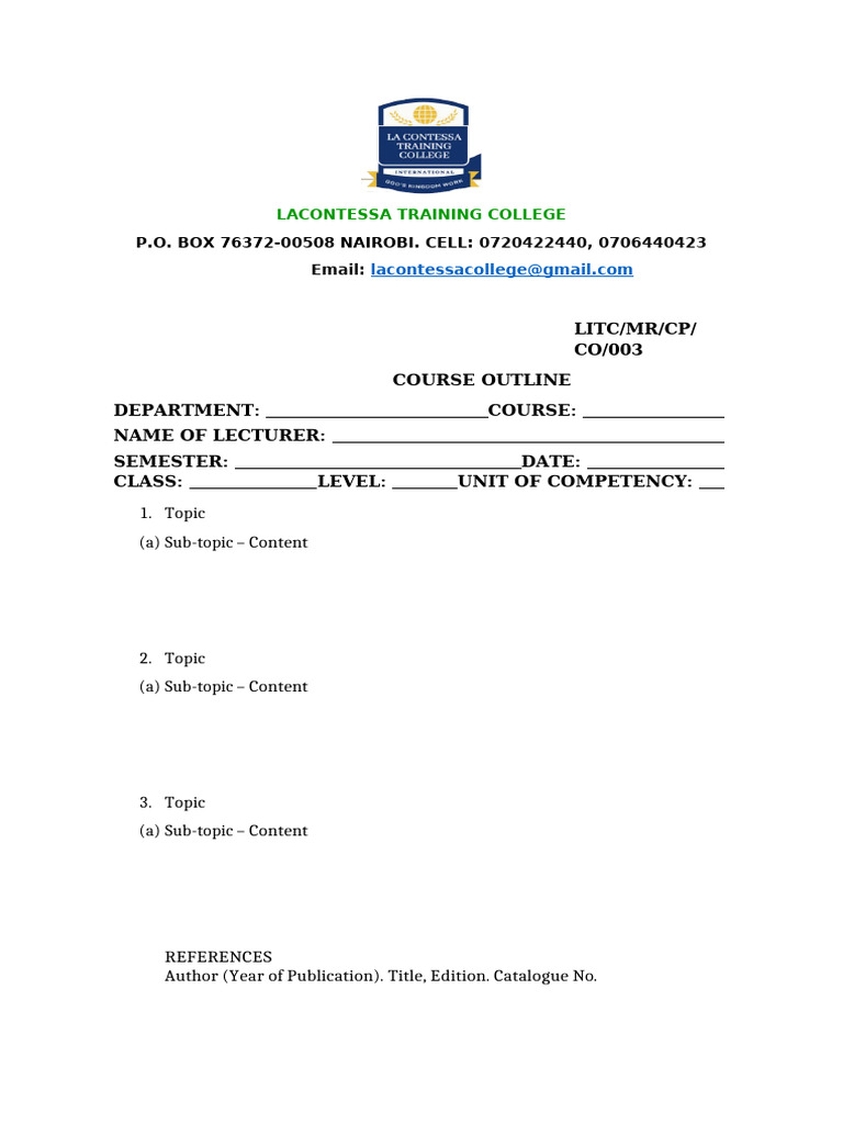 Course Outline | PDF