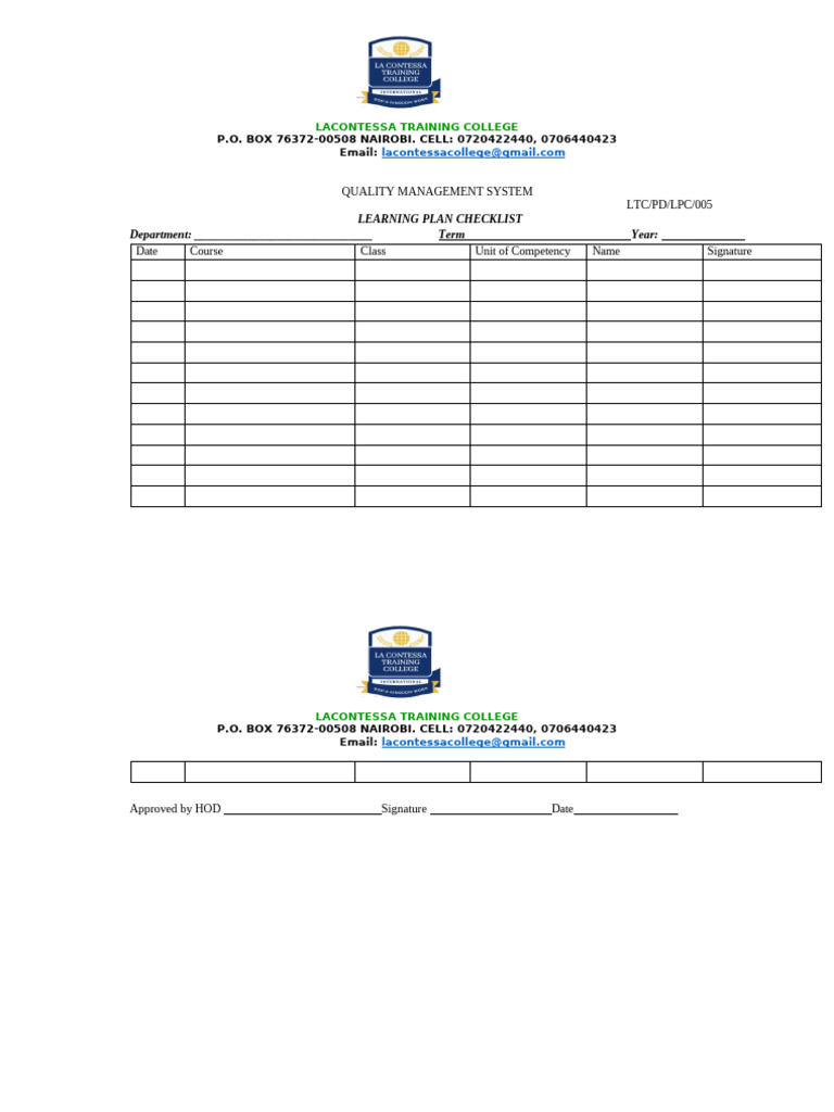 Learning Plan Checklist | PDF