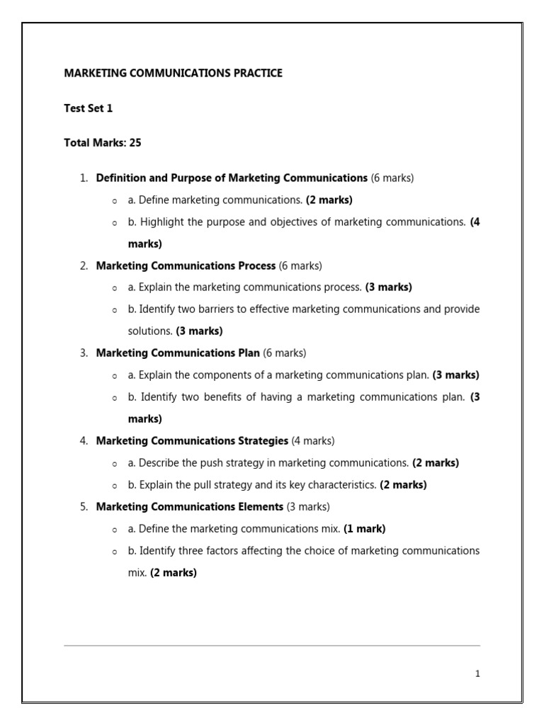 Marketing Communications Practice Test 1-2 | PDF | Marketing ...