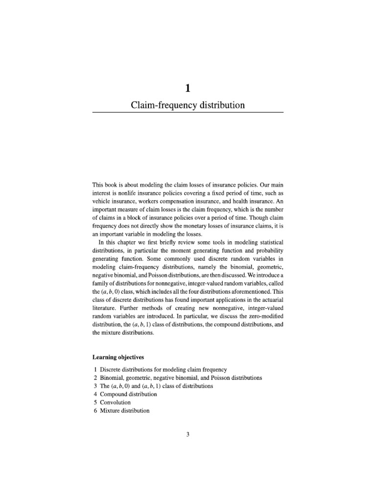 Chapter 1_Claim-Frequency Distribution (3) | PDF