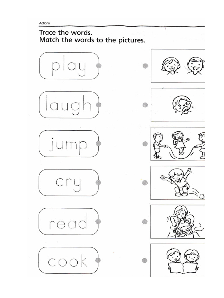 Action Worksheet (Play, Laugh, Jump) | PDF