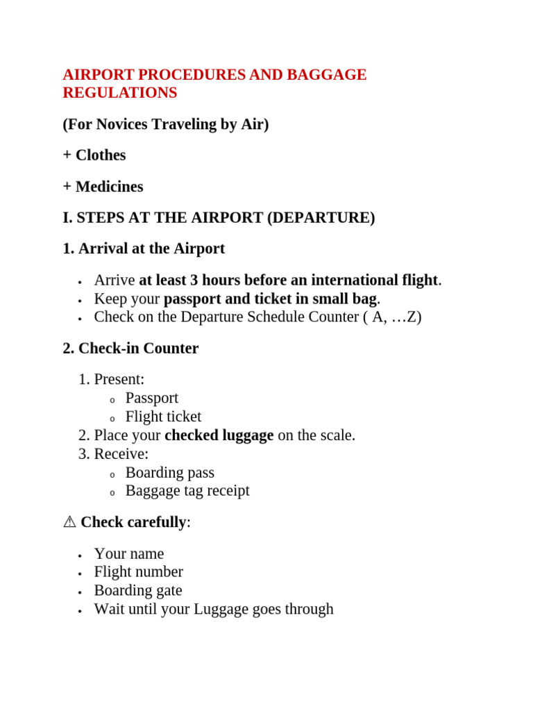 Airport Procedures and Baggage Regulations | PDF | Baggage | Airport