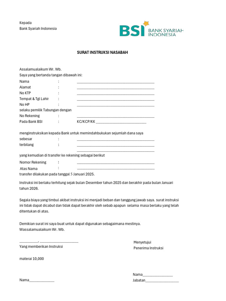 Form Standing Instruction - Beasiswa Bantuan Tunggakan Ukt Bsi ...