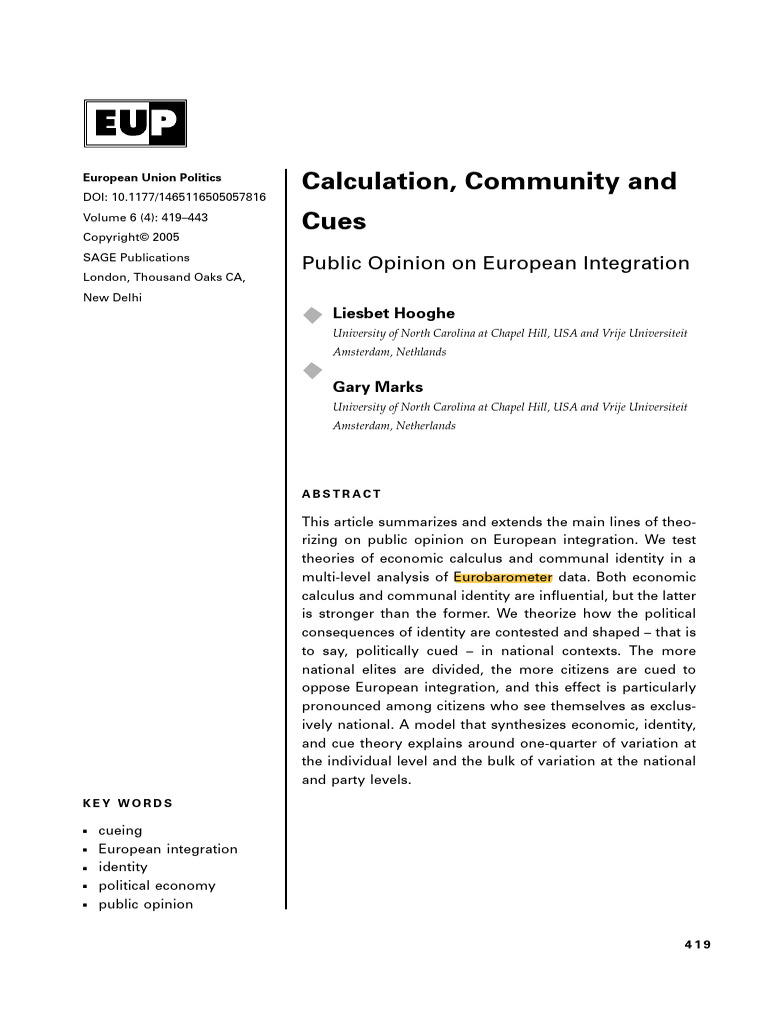 Hooghe Marks 2005 Calculation Community and Cues | PDF | Public Opinion ...