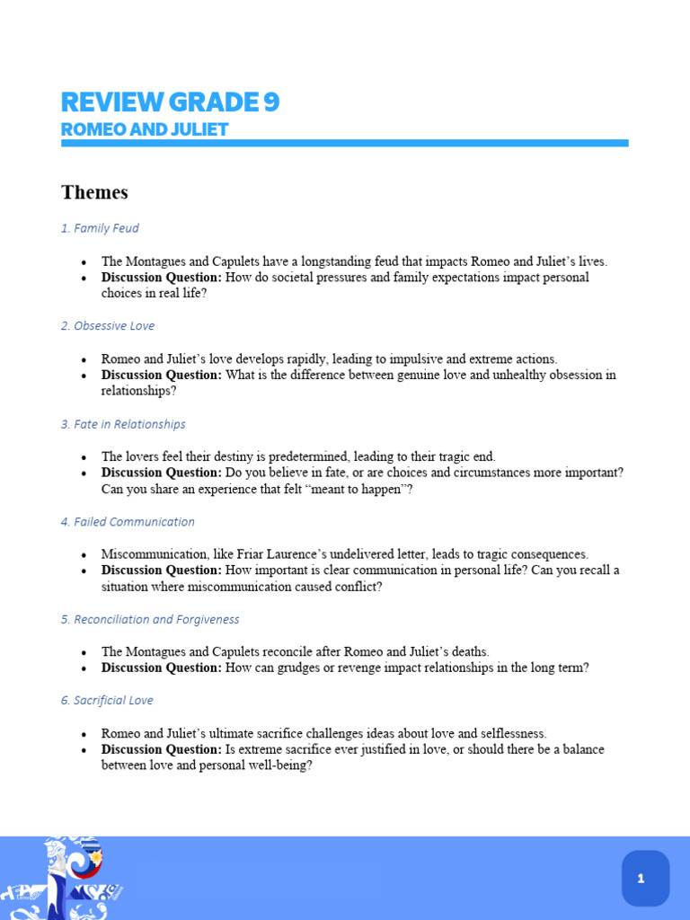 (English) Reviewer - 4th Quarter | PDF | Characters In Romeo And Juliet