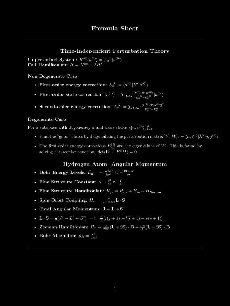 Time Ind Pert Mock Probs | PDF | Perturbation Theory (Quantum Mechanics ...