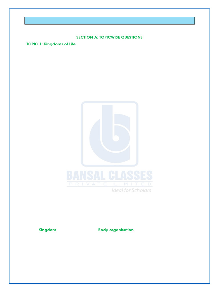 Chapter 2. Biological Classification | PDF | Fungus | Bacteria