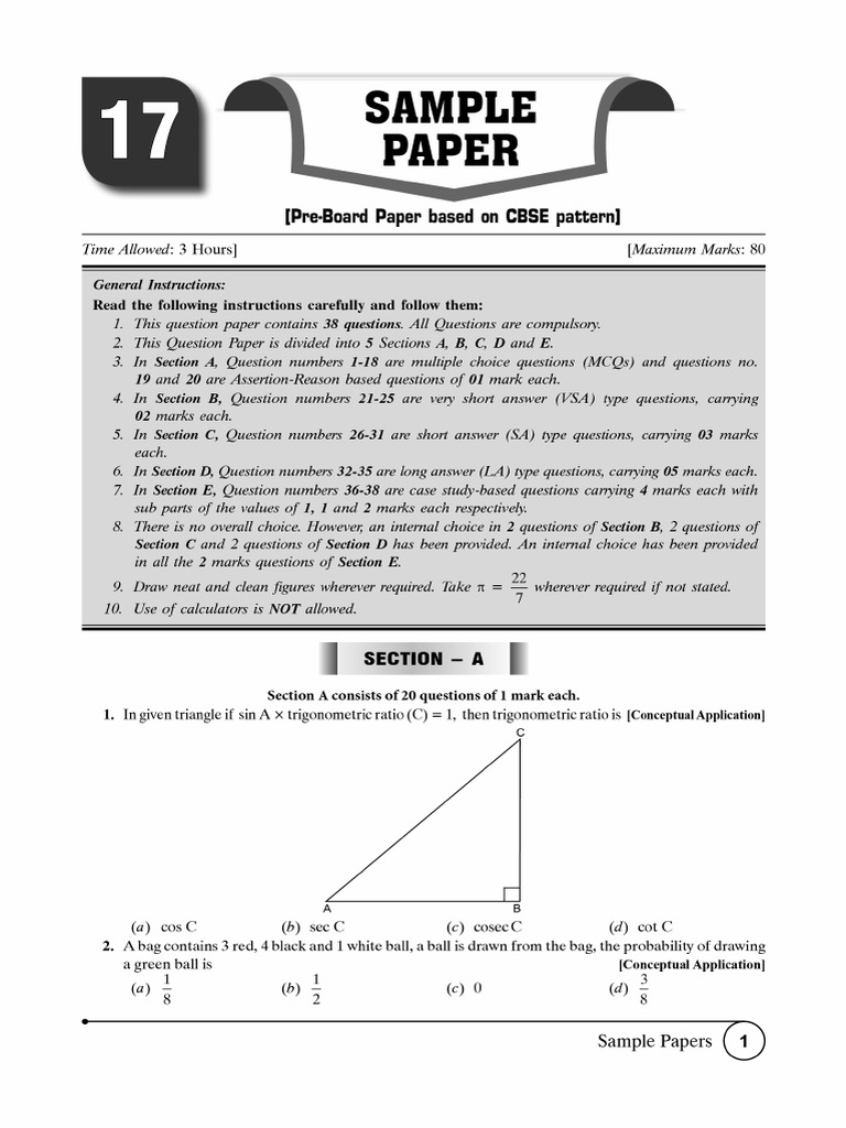 Cbse Cl10 Ead Mathematics 2026 Edition Pre-Board Paper 17 | PDF
