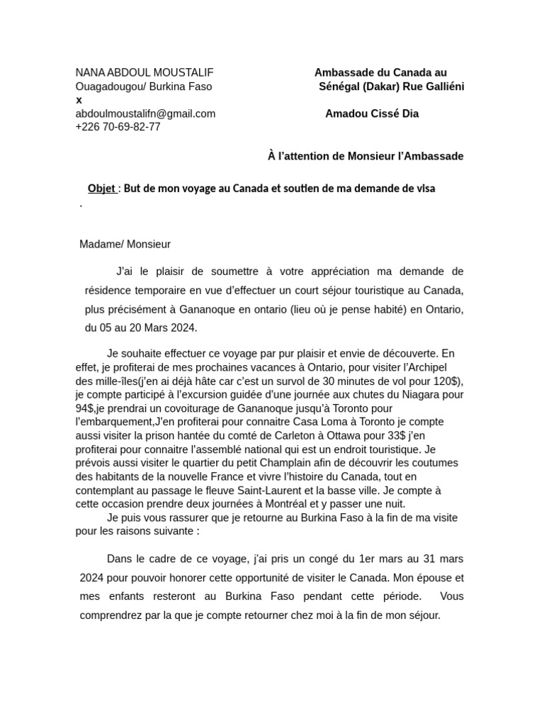 Lettre Explicative | PDF | Canada
