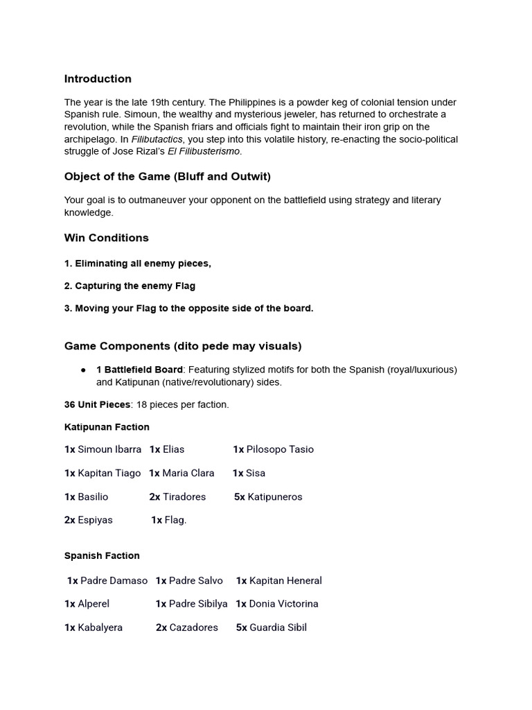 Filibutactics; Official rulebook (1) | PDF | Spanish East Indies