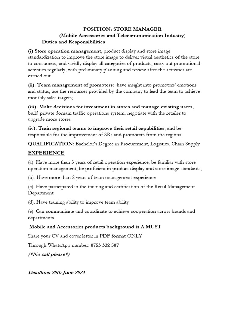 Store Manager | PDF